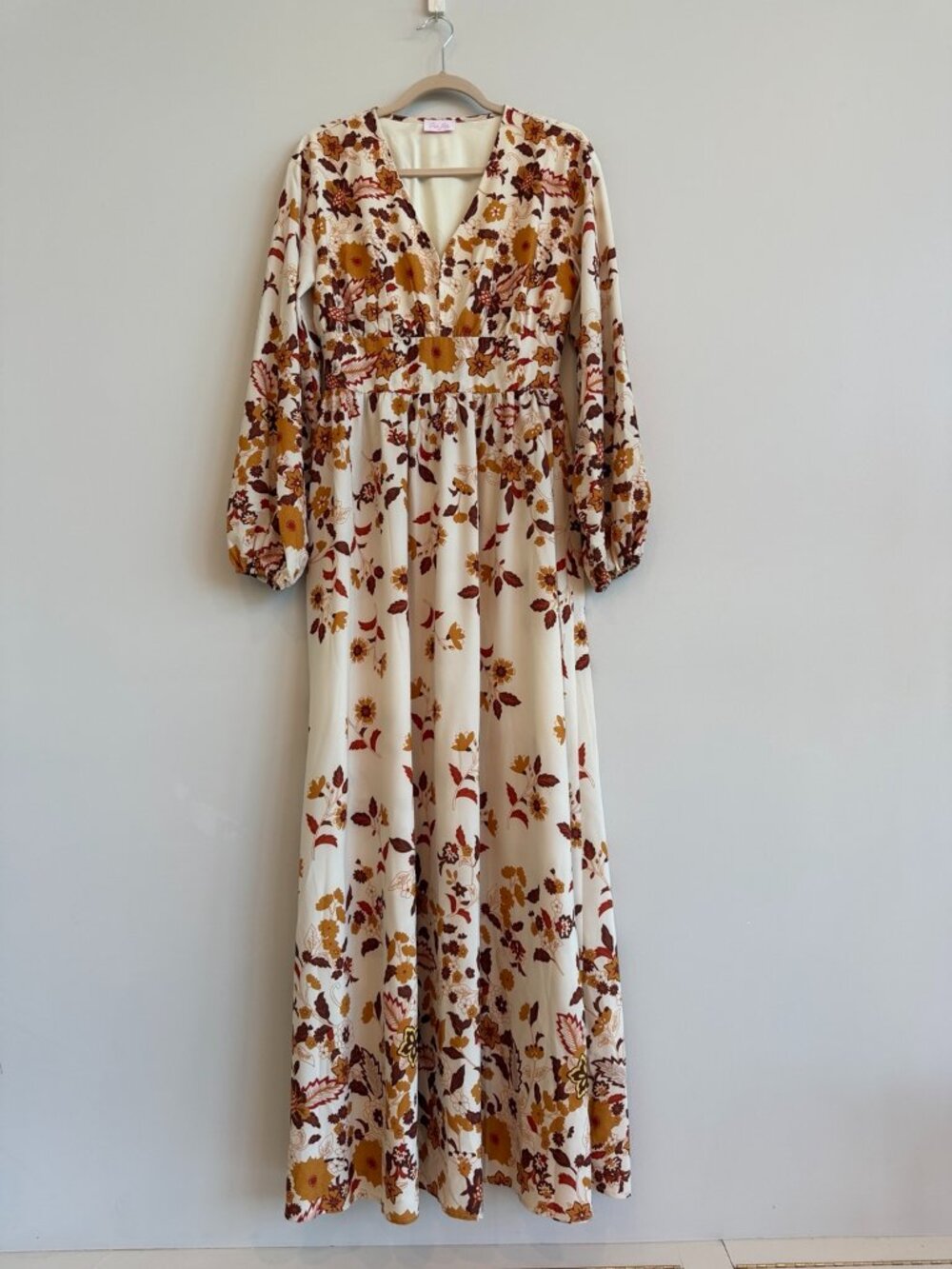 Pink Lily Floral Maxi Dress | Boho Prairie Cottagecore | Medium